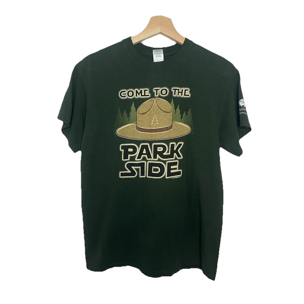 Welcome To The Park Side Green Tshirt Tee Men's Medium Forest Nature
